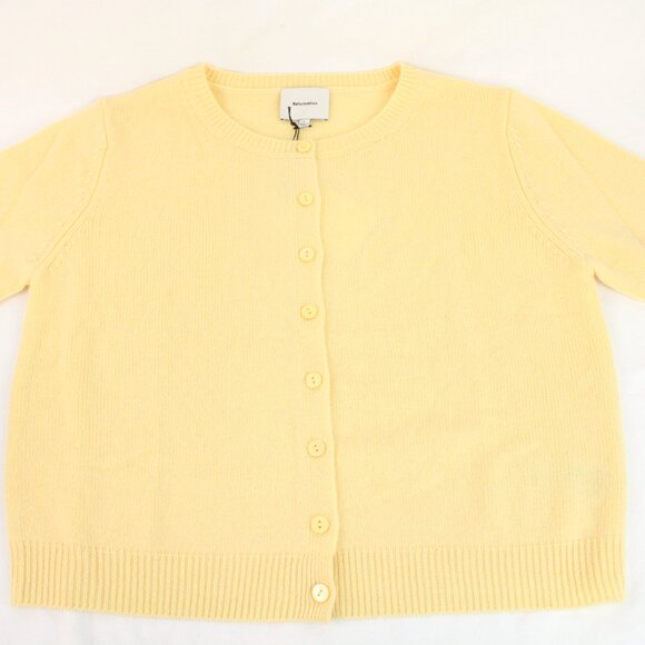 NWT Reformation Clara Cashmere Crew Neck Cardigan in Parmesan Size Large - Picture 3 of 12